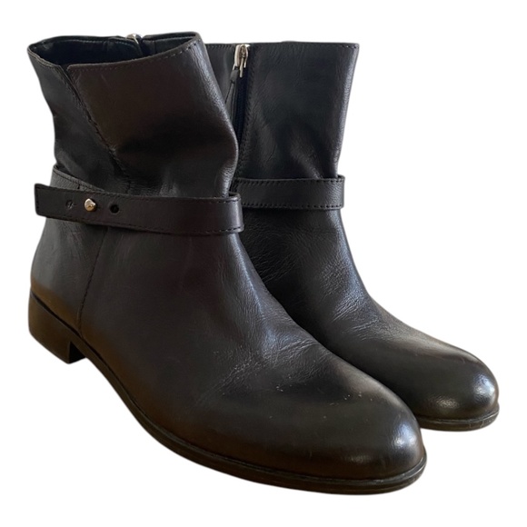 Franco Sarto dark navy blue leather booties. Sz 37.5 - Picture 5 of 16